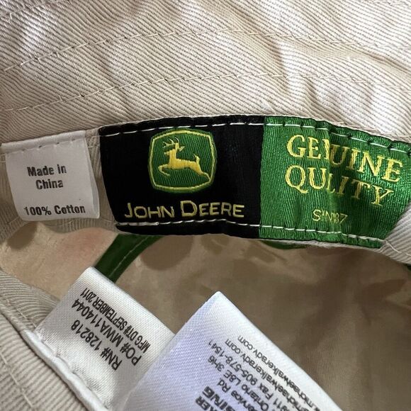 John Deere Bucket Hat Kids/Youth Fresh Produce Print Khaki Cotton Sun Cap - Picture 4 of 7